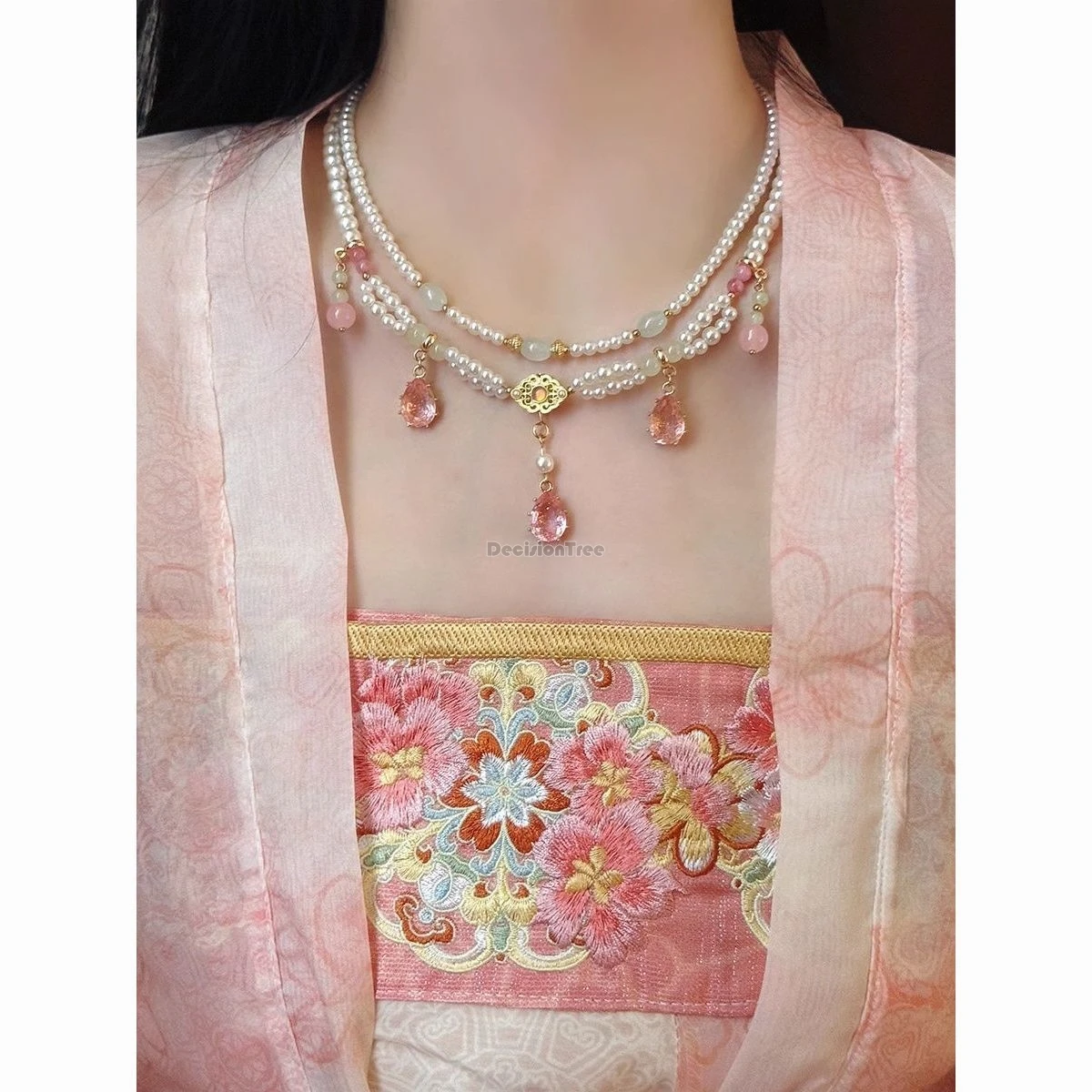 2026 new chinese improved ancient-style retro double-layer design hanfu cosplay necklace neck chain women cheongsam accessory