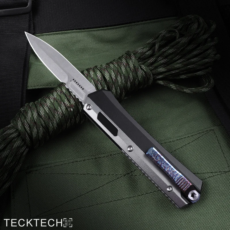 

TC4 Version Glykon Knives M390 Stonewashed Blade Titanium Back Clip CNC T7 EDC Self Defense Pocketknife MICRO OTF TECH Knife