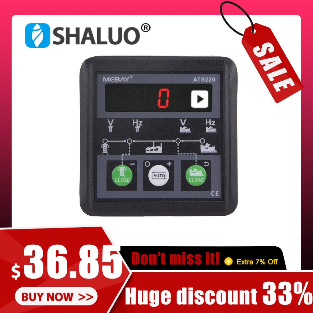 Mebay ATS220 Genset ATS Switch Controller Auto Manual LED Display Generator Control switch Module Panel 8-36V