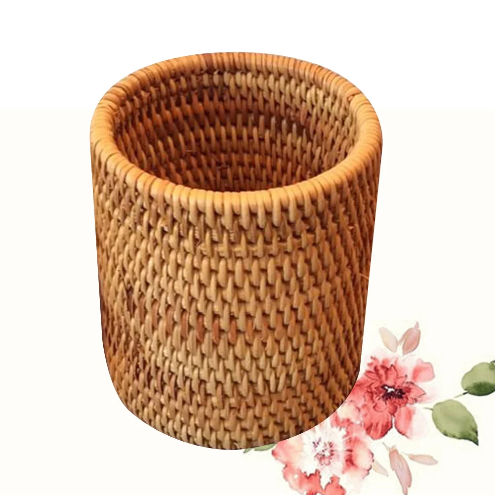 

1PC Rattan Woven Tea Set Container Handmade Tea Ceremony Basket Creative Tea Storage Basket Multi-purpose Rattan Woven Pen Conta