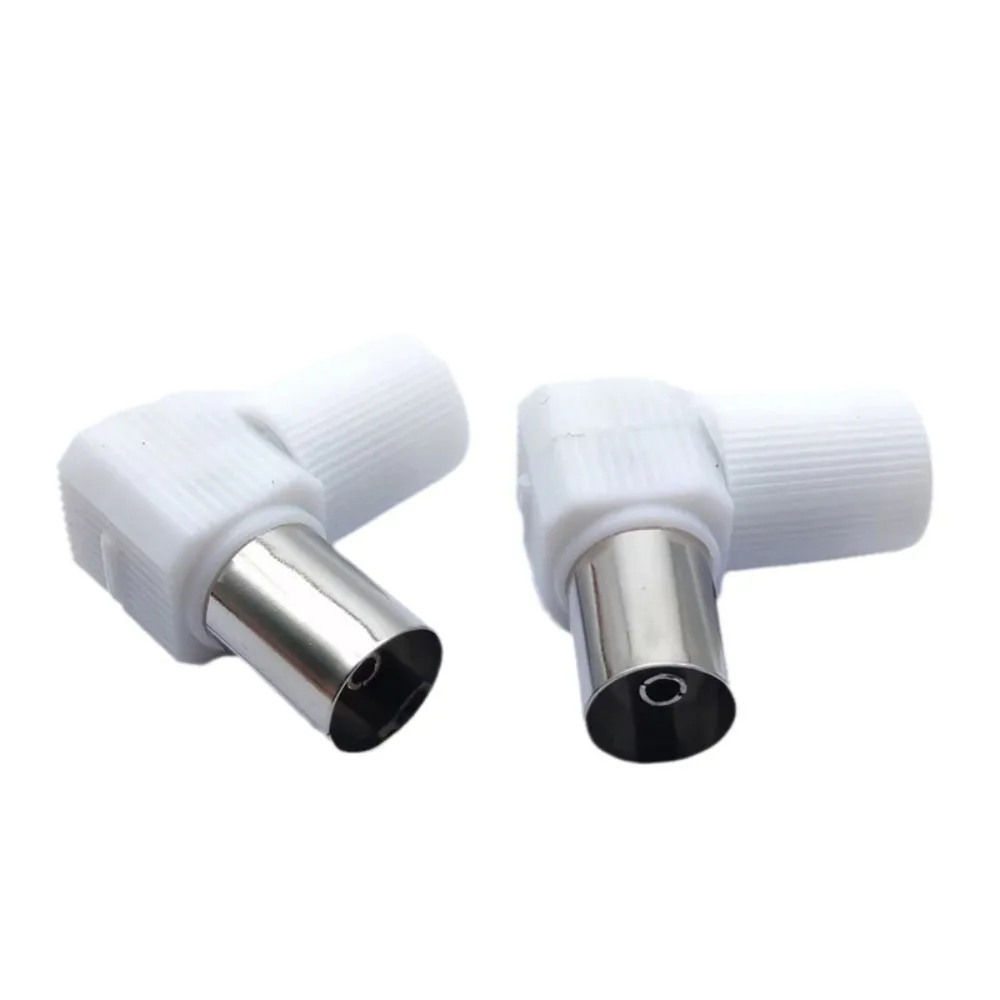 Antennas TV 90 Degrees TV Plug Jack Coaxial Male Plugs Adapter Male And Female Jack TV RF Coaxial Male Plugs Adapte White