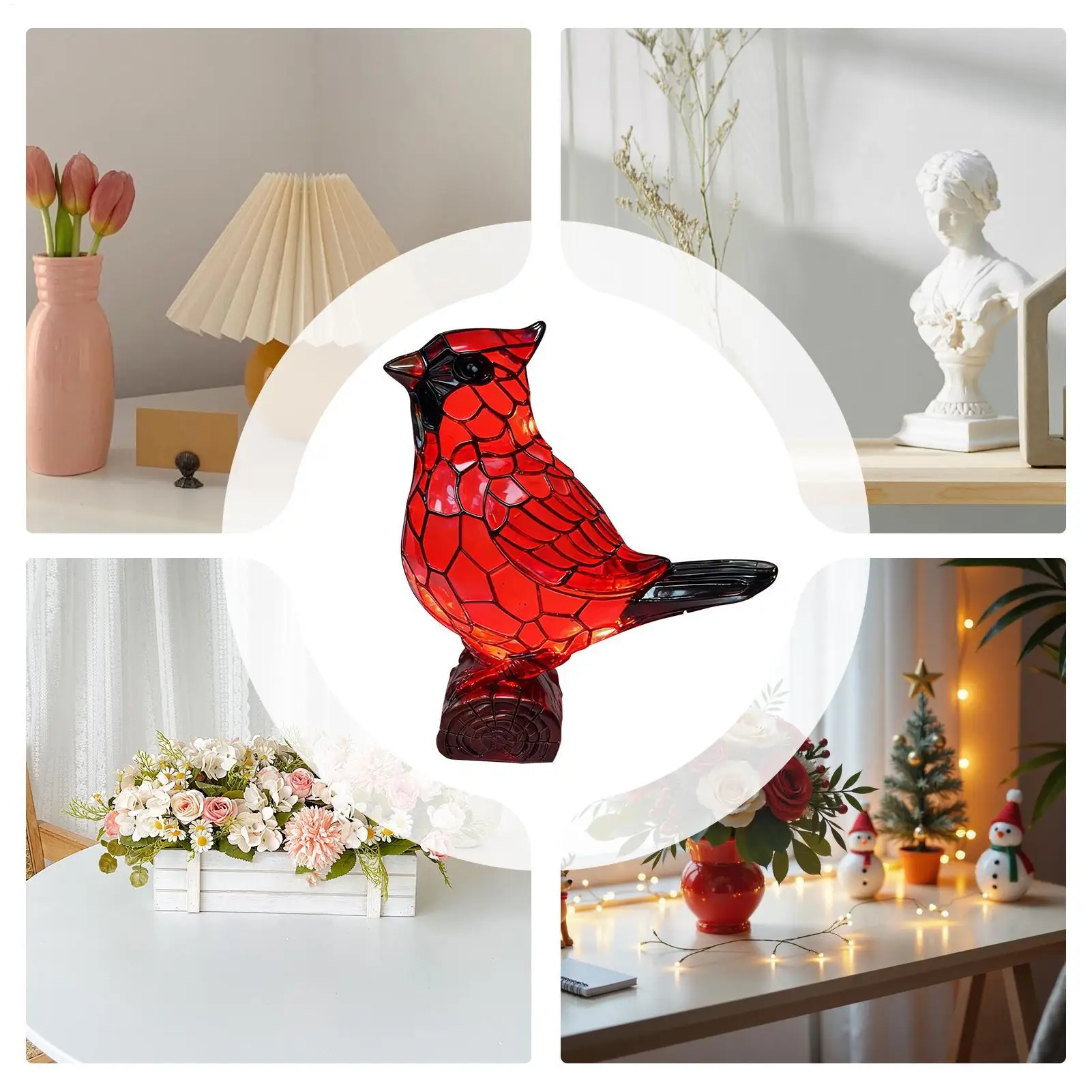 الطيور الجدول مصباح الراتنج الأحمر الطيور ديكورات المنزل السرير ضوء لغرفة المعيشة الحمام الحضانة القراءة ركن النوم فندق #5