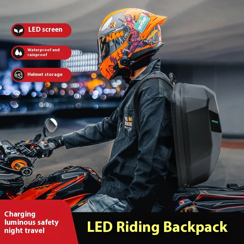 Motorcycle Riding Waterproof Built-In Led Riding Massage Backpack Knight Bag Waterproof Travel For Men And Women Large Capacity