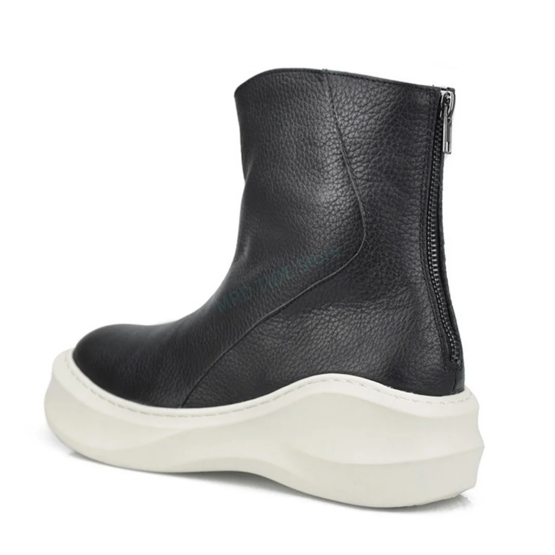 Brand Casual Shoes For Man High Top Ankle Shoes Zip Flats Platform Luxury Designers Boots Fleece Wool Winter Genuine Leather