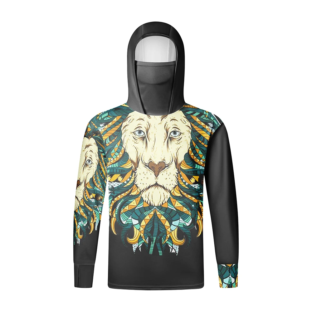 

Fishing shirt long sleeved hooded mask UV outdoor protection Men's outdoor hiking sportswear