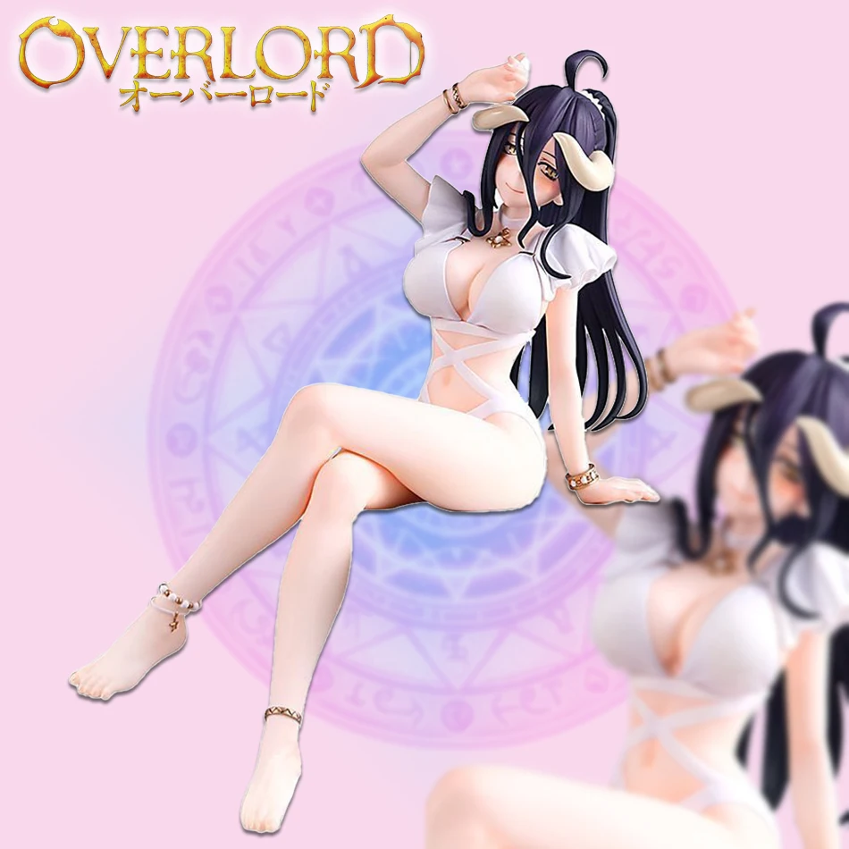 Overlord albedo anime figura sexy menina maiô sentado albedo figura de ação estatueta pvc decoração modelo brinquedos adulto coleção