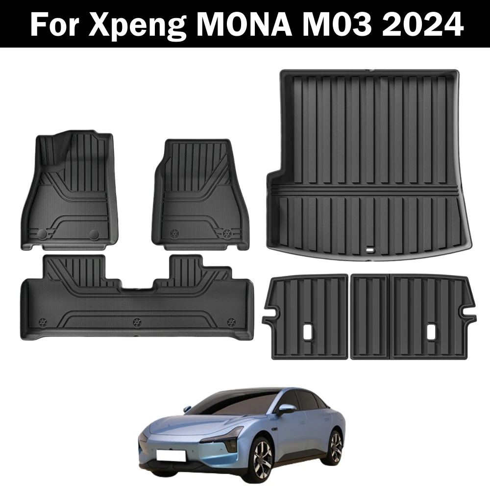 For Xpeng MONA M03 2024 Floor Mat TPE Trunk Mat Luggage Mat Waterproof Non-Slip Carpet Left Hand Drive