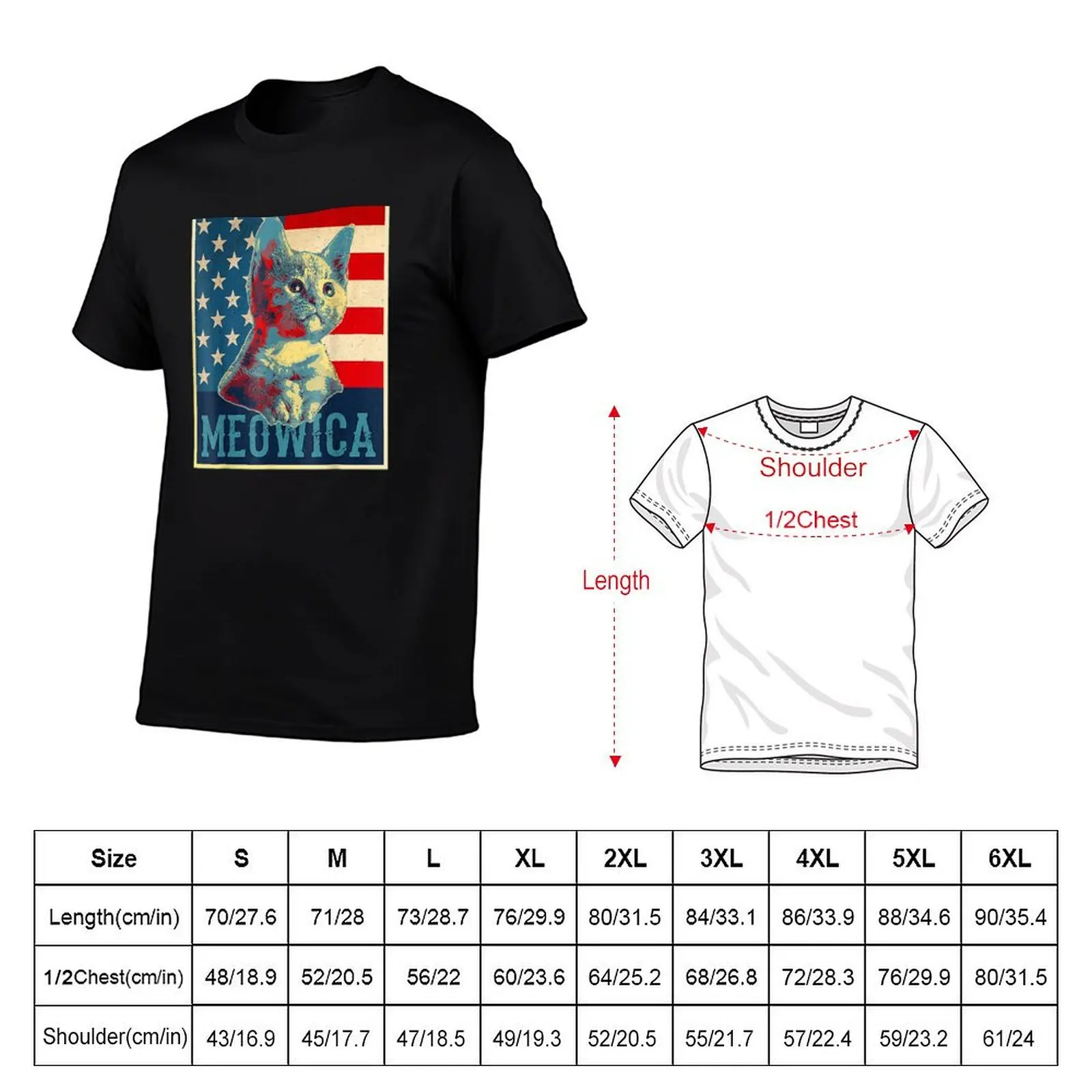 4th of July Meowica Kitty Cat T-Shirt Novelty Graphic Tee Shirt