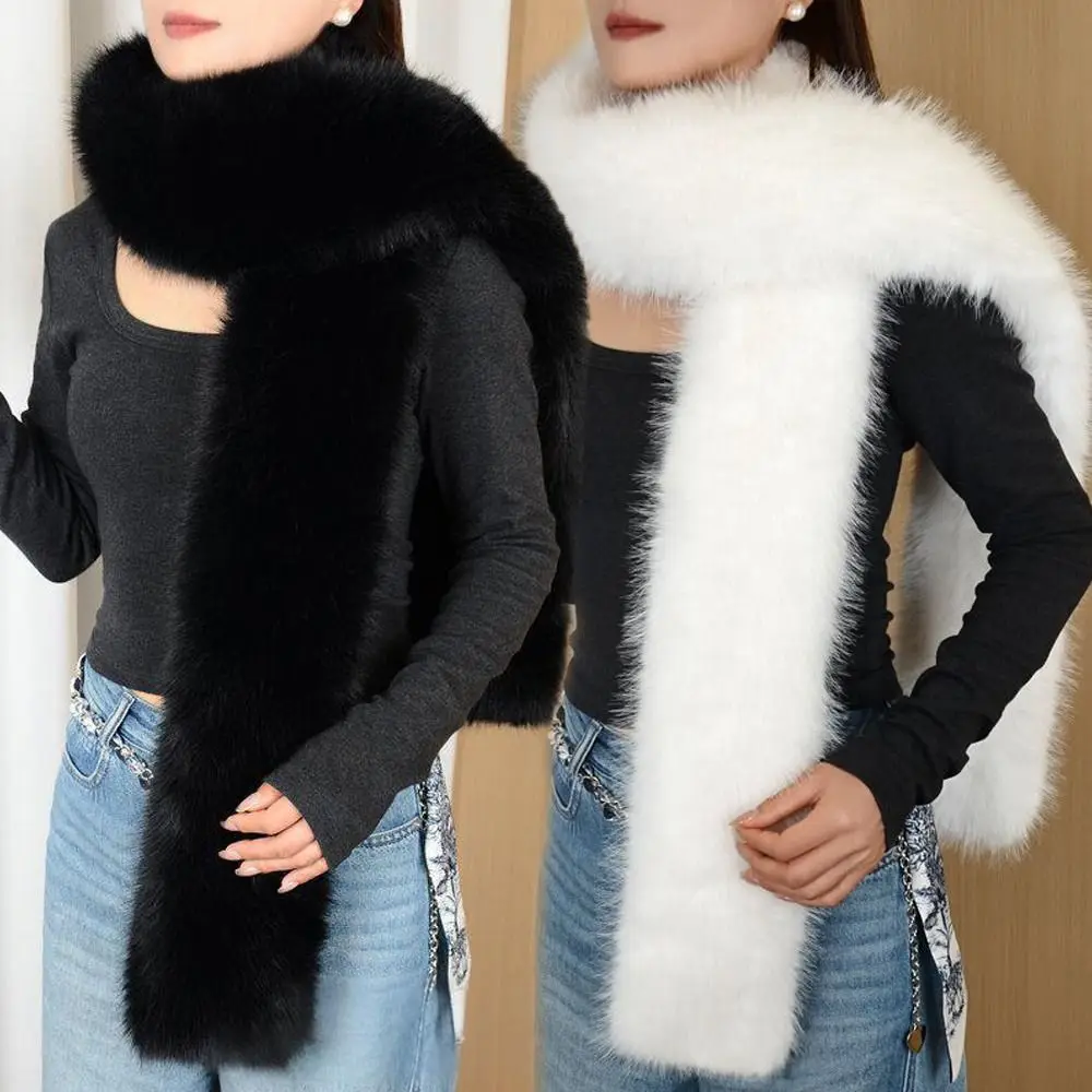 

Vintage 180cm Fake Fur Long Scarf Thick Soft Winter Fluffy Scarf Fur Decor Luxury Wraps Shawl for Women Men