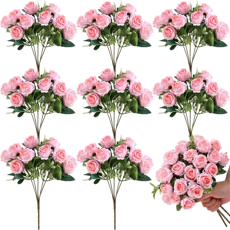 Bouquet de roses artificielles en soie, fausses fleurs pour décoration de maison, Table de mariage, fête de mariée, Vase à faire soi-même, Arrangement floral