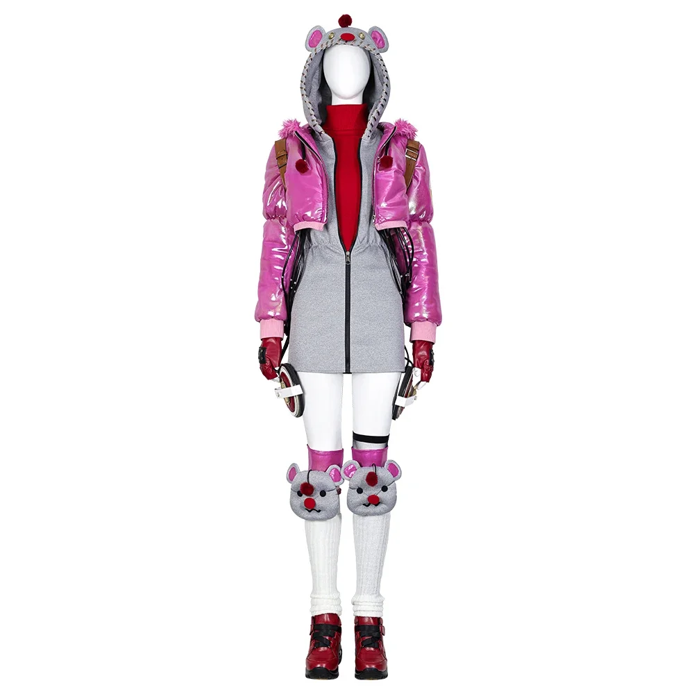 

Game Apex Wattson Cosplay Costume Pink Wattson Coat with Accessories Outfit Halloween Carnival Disguise Party Costume Suit