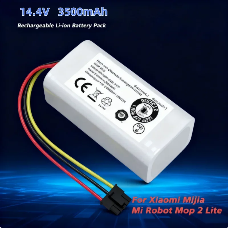 

14.4V 14.8V 3500mAh Li-ion Battery Pack N011-4S1P for Xiaomi Mijia Vacuum Mop 2 Lite, Replacement for E12 B11 Robot Cleaner