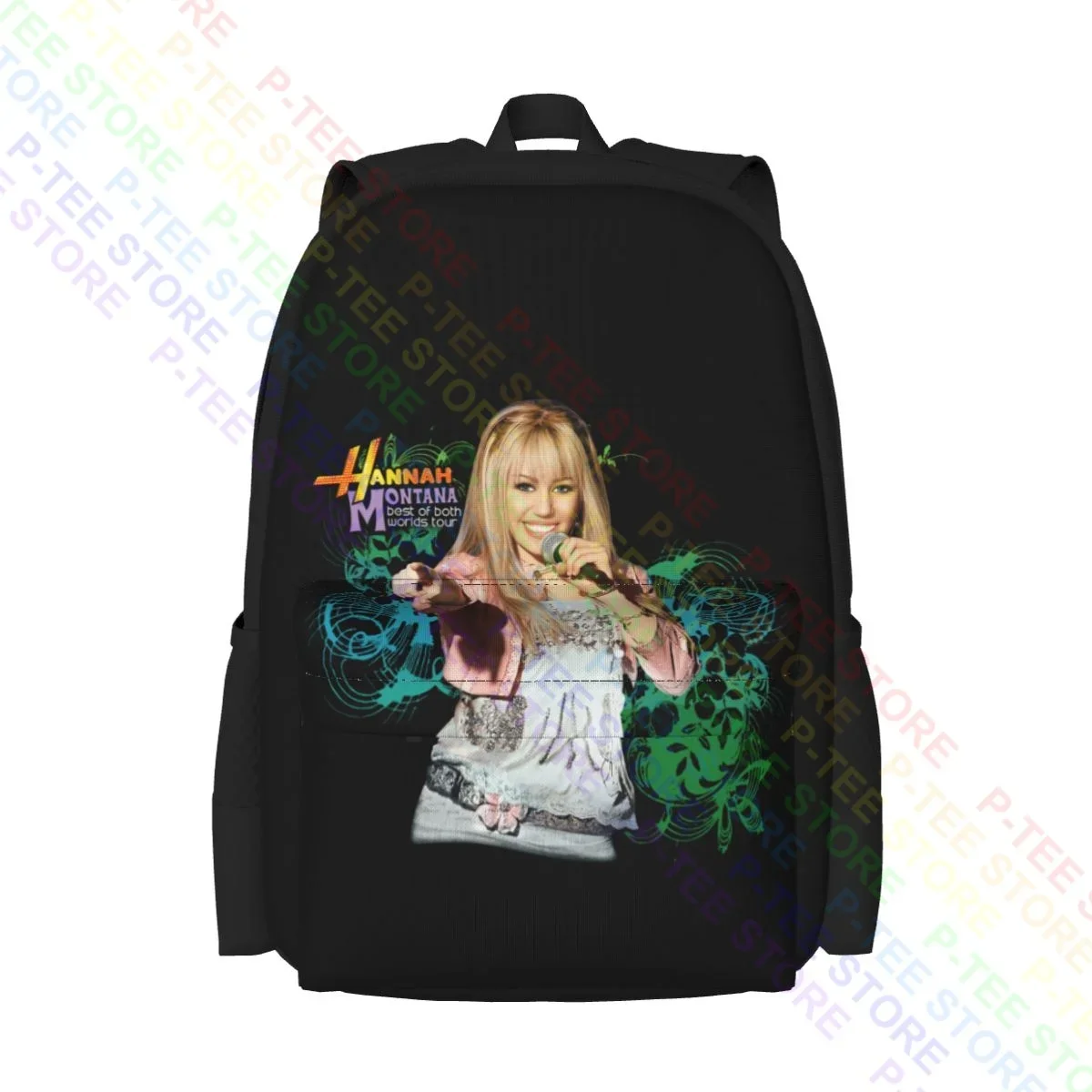 Hannah Montana Best Of Both Worlds Tour Large Capacity Backpack Print Shoe Bag Storage Bag Multi-function