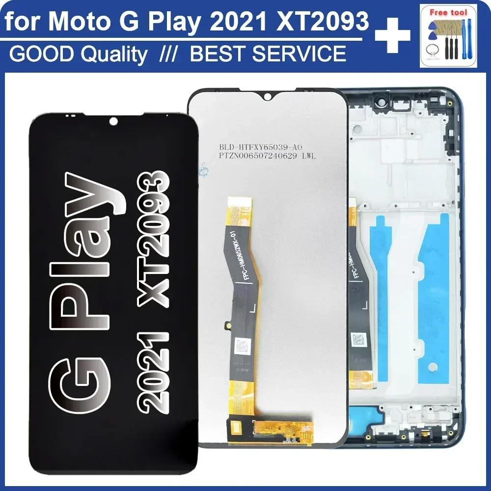 

New for Motorola Moto G Play 2021 XT2093 LCD Display Touch Screen Digitizer Replacement for Moto G Play 2021 XT2093DL With Frame