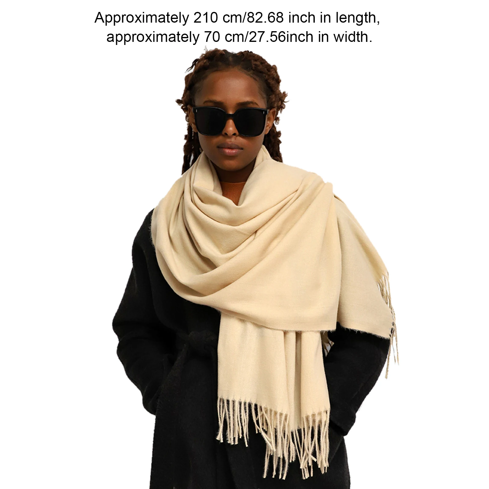 Scarf Cashmere-like Long Shawl Wrap Anti Pilling Thermal Neck Warmer for Outdoor Commuting Holiday Party Daily Wear Soft