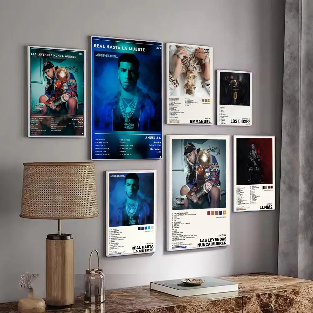Rapper Music Pop Album A-Anuel AA Poster Decorative Stickers Wall Art Mural Photo Design for Home Living Room Hallway Decoration