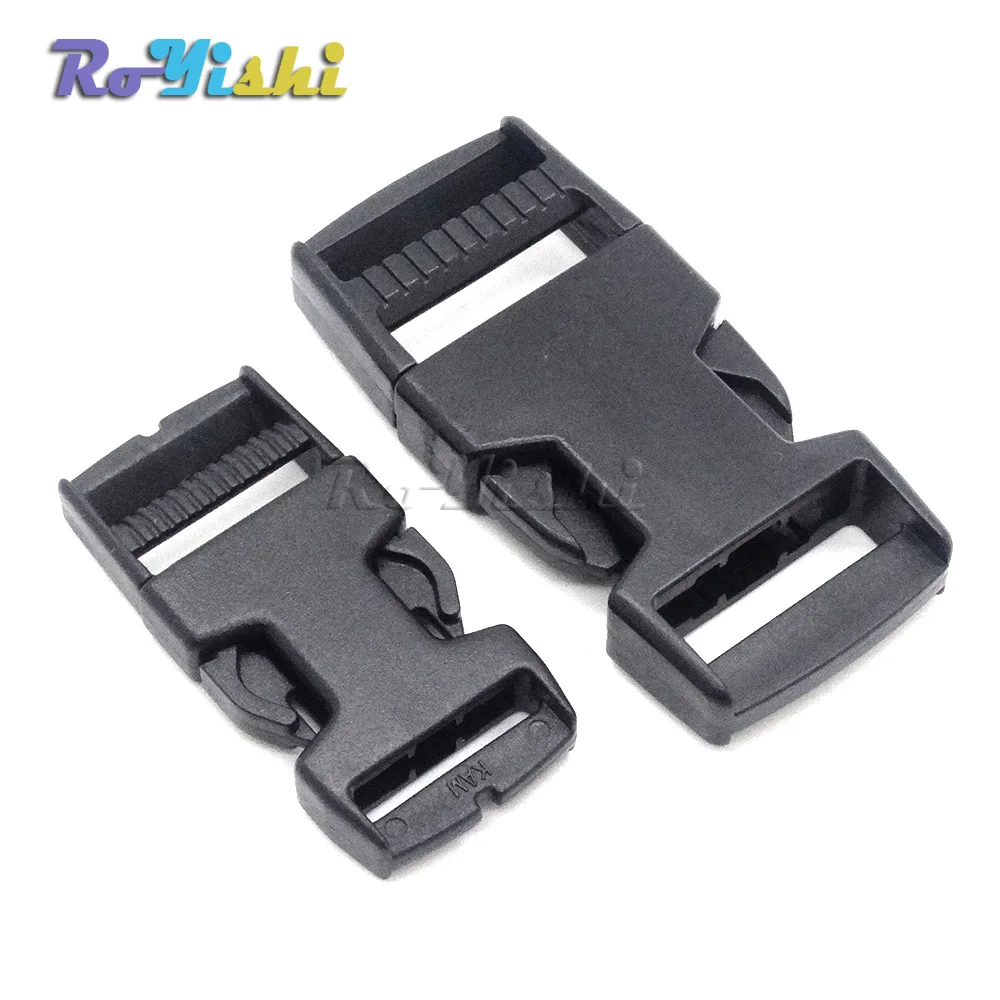 100pcs/pack Plastic Strong Side Release Buckle For Backpack Straps Travel Bags Black