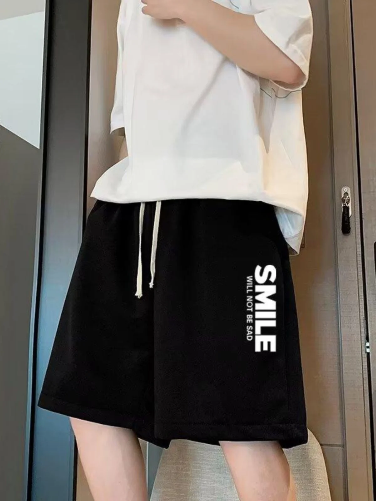 

Баскетбольная одежда большого размера, мужская летняя модная брендовая уличная одежда, повседневная свободная прямая нога длиной пять четвертей