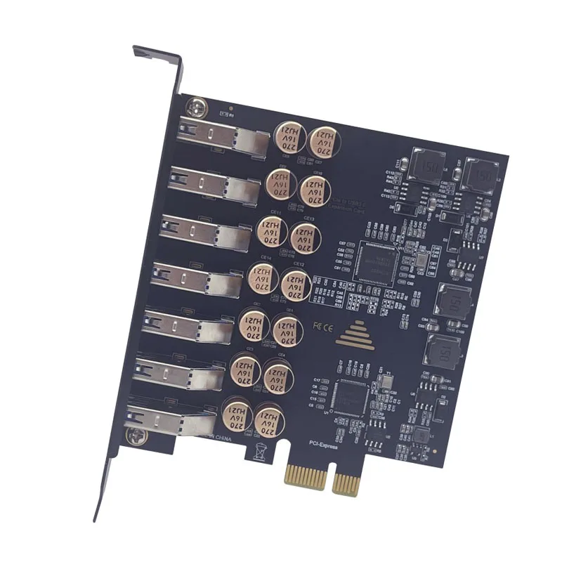 7 Port PCIE USB Expansion Card 7 Ports USB 3.2 GEN1 5Gbps High Speed Transmission Stable Power USB 3.2 GEN1 Front Expansion Card