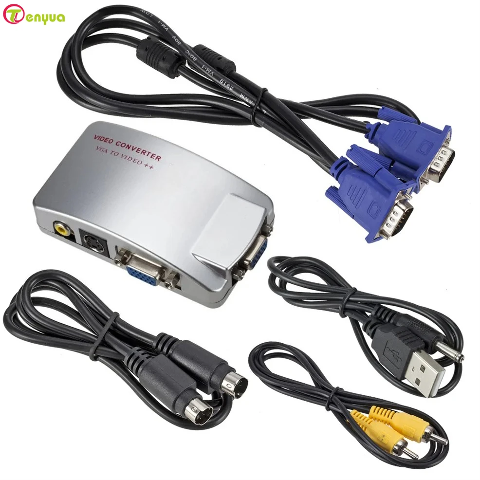 VGA to AV RCA TV Signal Adapter Converter PC Converter Box Video Switch Box Composite Supports NTSC PAL for Computer