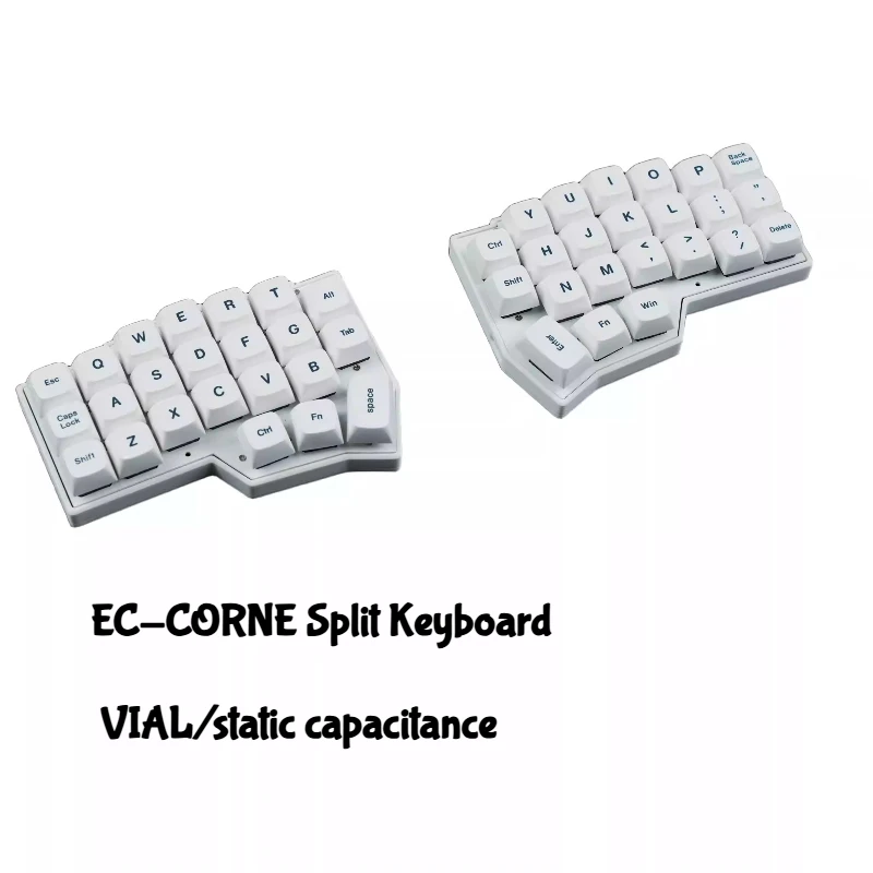

Комплект раздельной клавиатуры EC-CORNE: настраиваемая проводная однорежимная эргономичная клавиатура с 3D-печатью и статическим емкостным управлением
