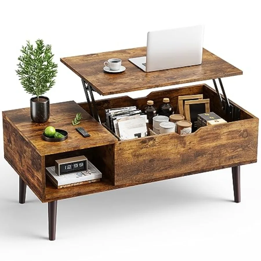 

Wooden Coffee Table Lift Top Coffee Table with Large Hidden Compartment and Ample Storage Shelf Lift Tabletop Dg Table for Livg