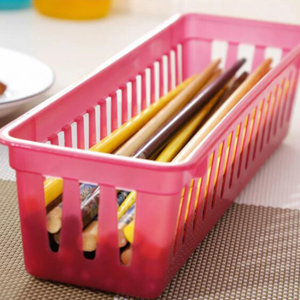 

6 Pcs Plastic Storage Boxes Hollow Out Containers Rectangular Baskets Trays Foldable Kitchen Bedroom Bathroom Office Organizer