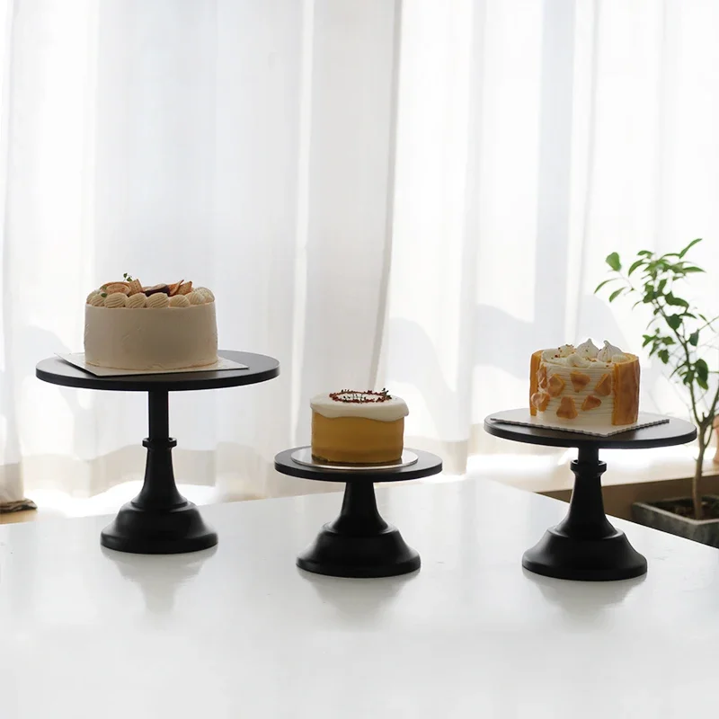 8/10/12inch Birthday Cake Stand Home Party Dessert Table Display Tray Cold Meal Break Afternoon Tea Center Rack Metal Pure Color