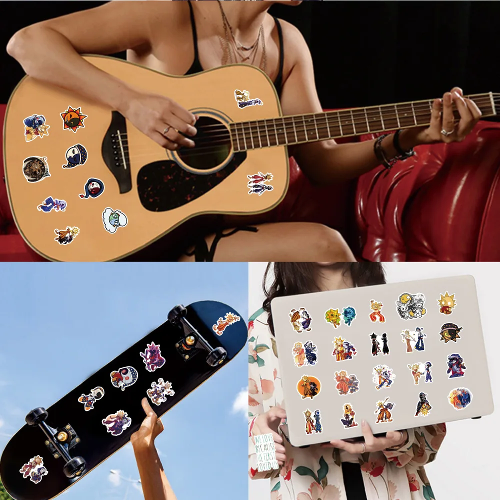 10/50PCS Cute Sundrop and Moondrop Stickers Cartoon FnafGraffiti Sticker Scrapbook Luggage Laptop Guitar Bike Skateboard Decals