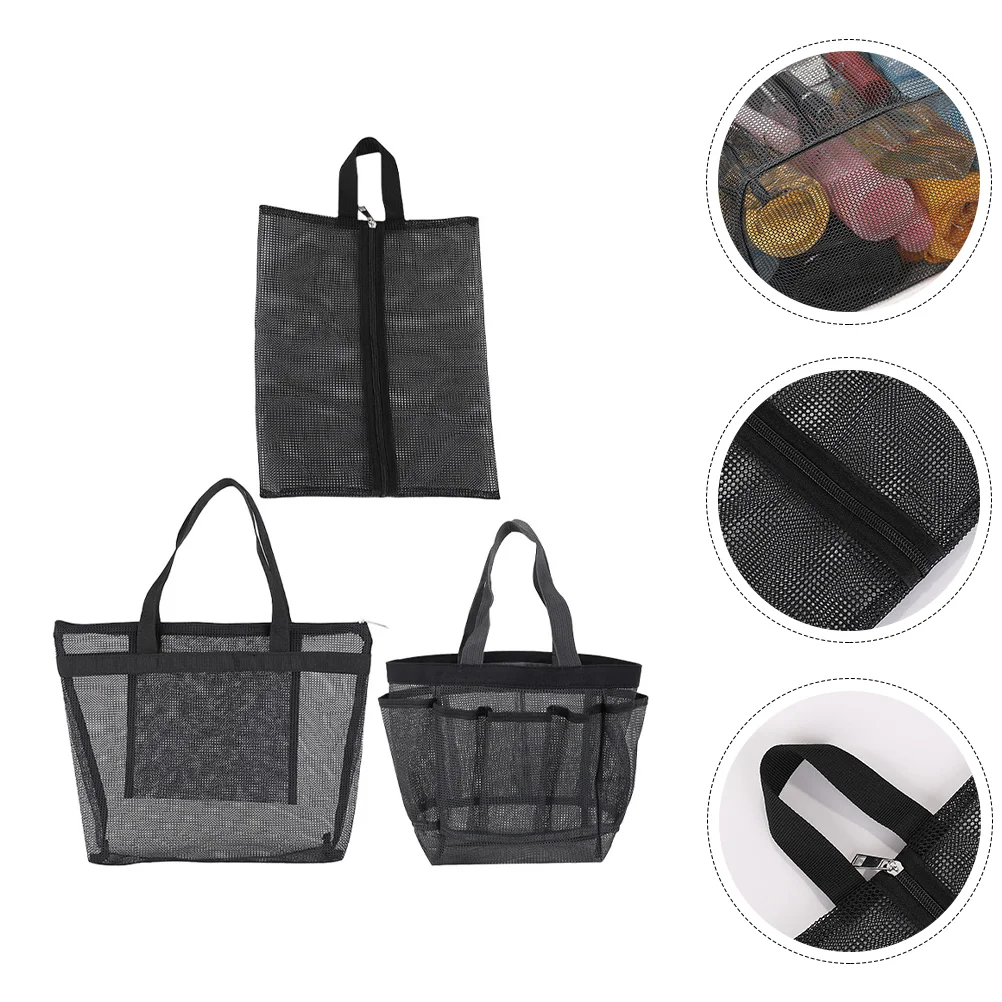 3 Pcs Bath Sauna Net Bag Travel Makeup Bags Cosmetics for Beach Organizer