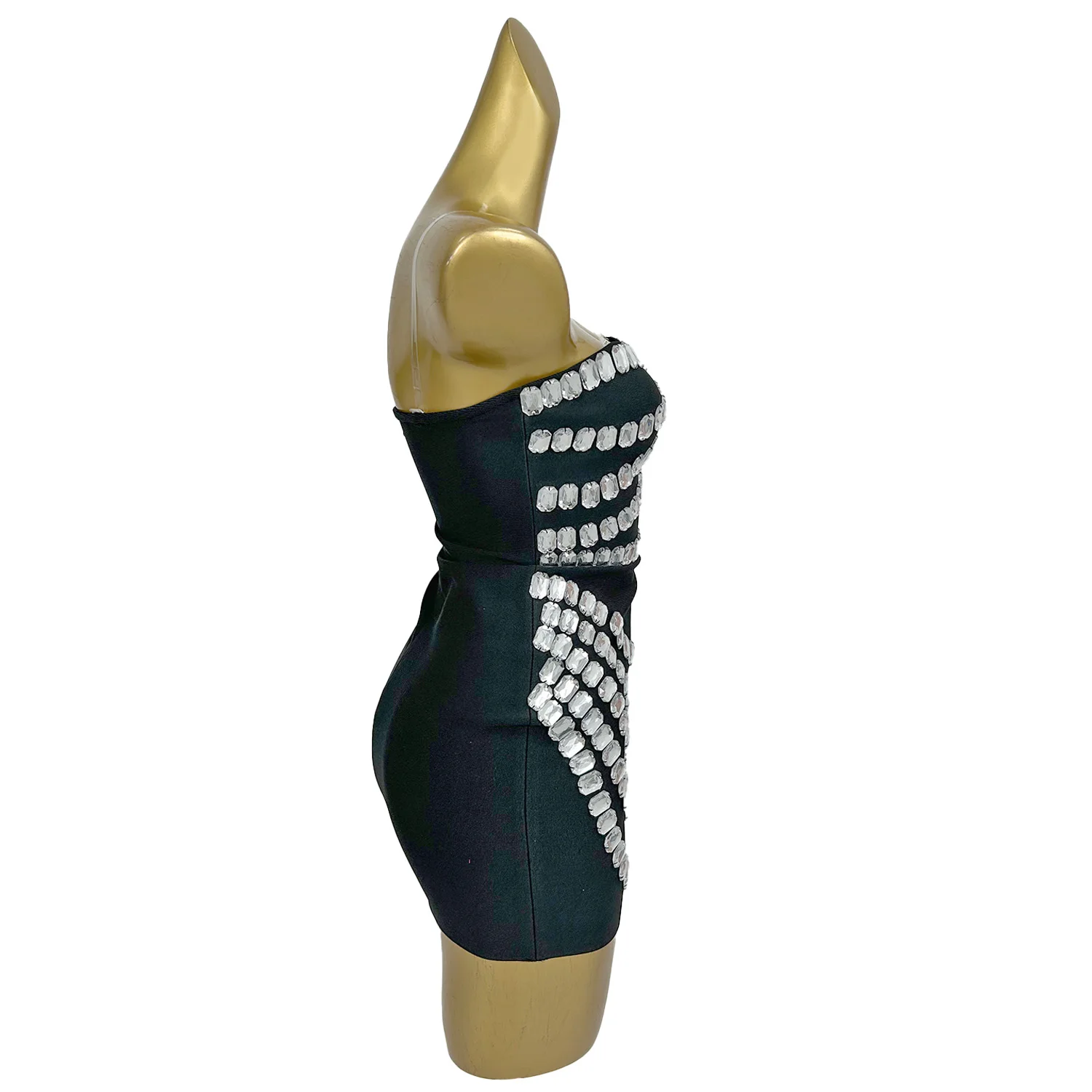 

Women Sparkling Rhinestone Ultra Short Dress Sexy Bandage Dress Tight Hip Wrap Dress Banquet Birthday Party Chic Evening Dress