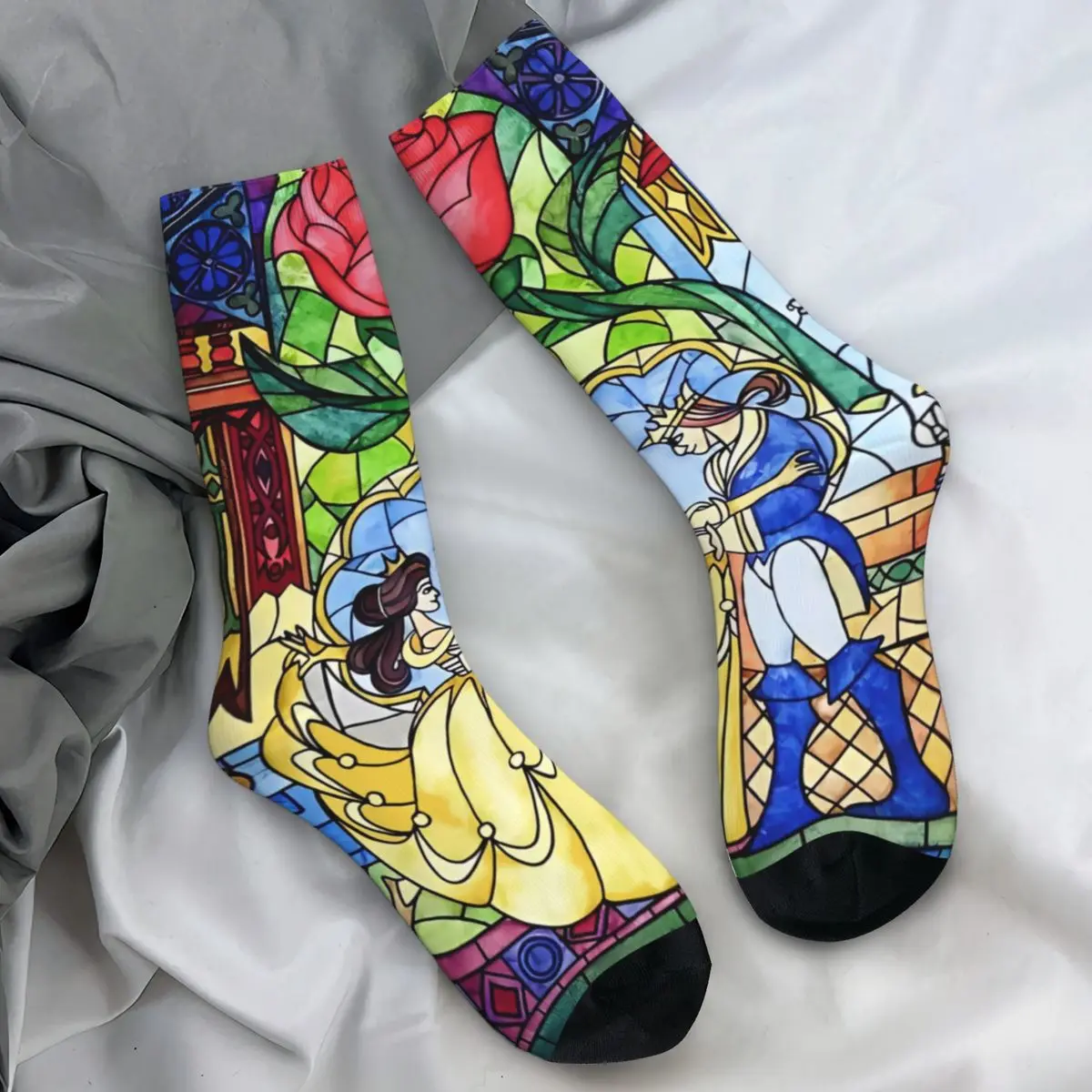 Beauty And The Beast Socks Winter disney-adty Stockings Funny Women Men Soft Socks Design Skateboard Non-Slip Socks