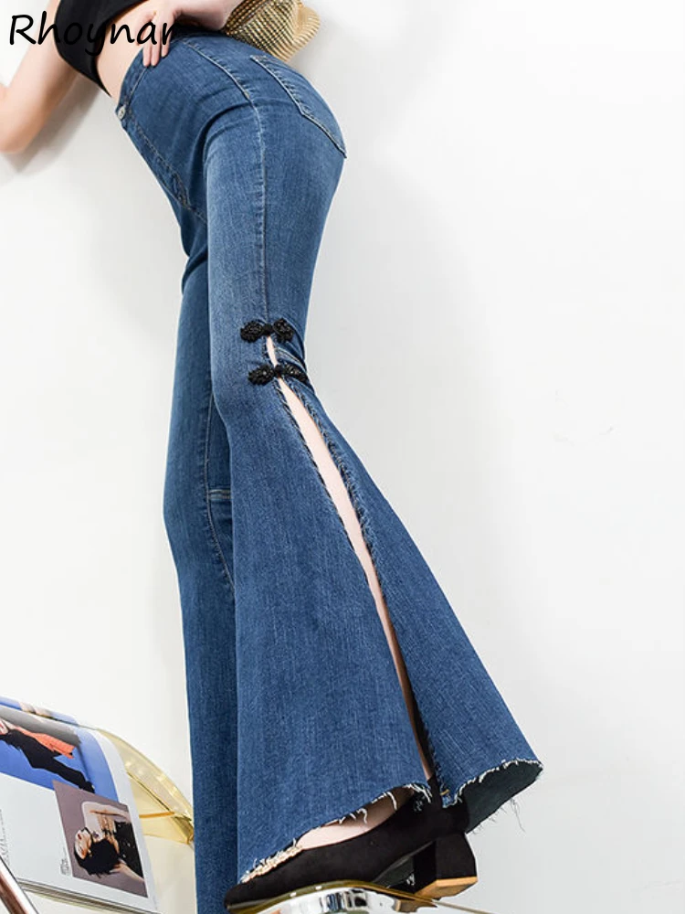 Loe Quần Jean Nữ Chiều Dài Cao Cấp Skinny Thời Trang Retro Tất Cả-Phù Hợp Với Phong Cách Hàn Quốc Mùa Hè Nữ Dạo Phố Bông Tai Kẹp Bên-Xẻ Sau