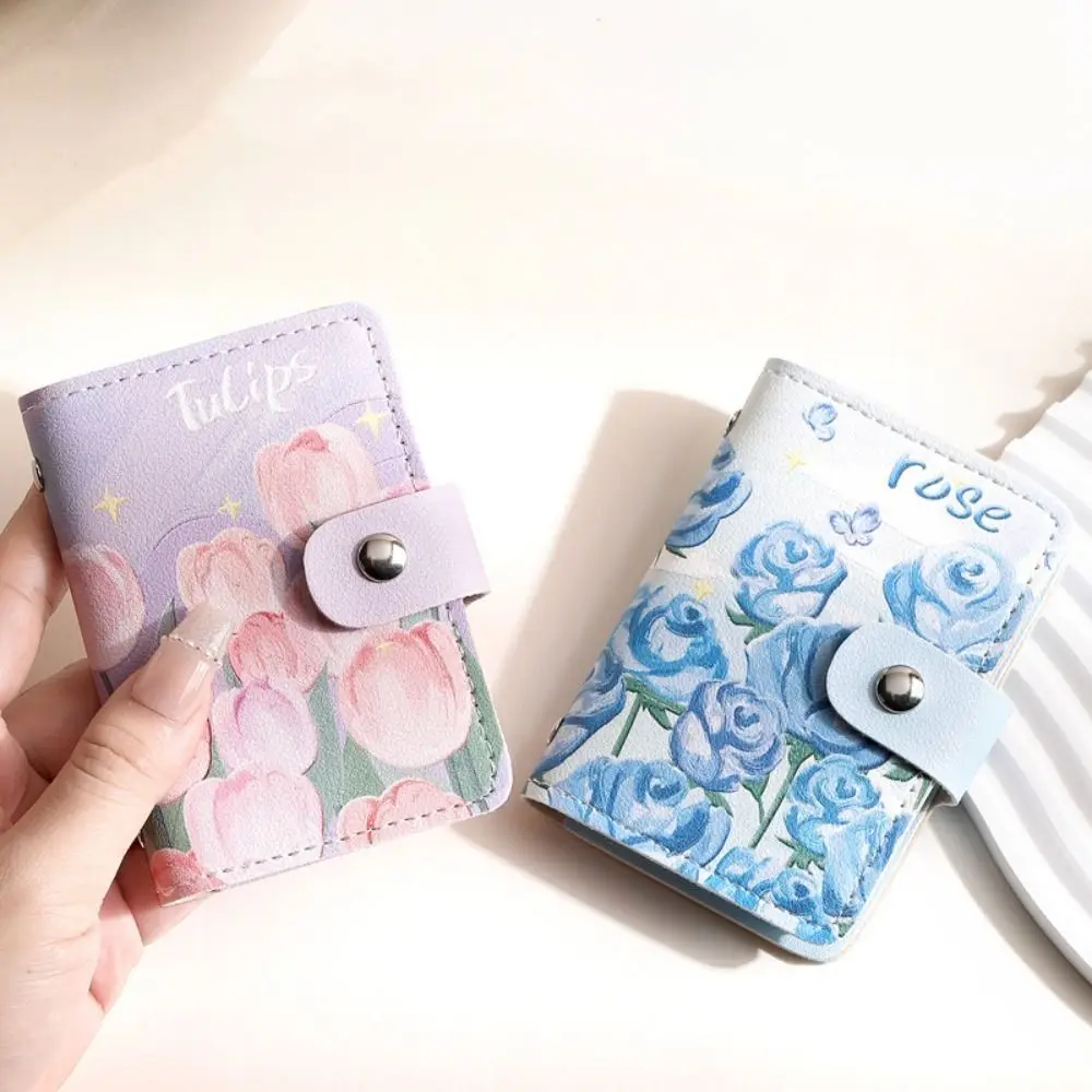 ID Bank Kreditkarte Vintage Floral Karte Tasche Große Kapazität Karte Abdeckung Ölgemälde Karte Halter PU Leder Sanft