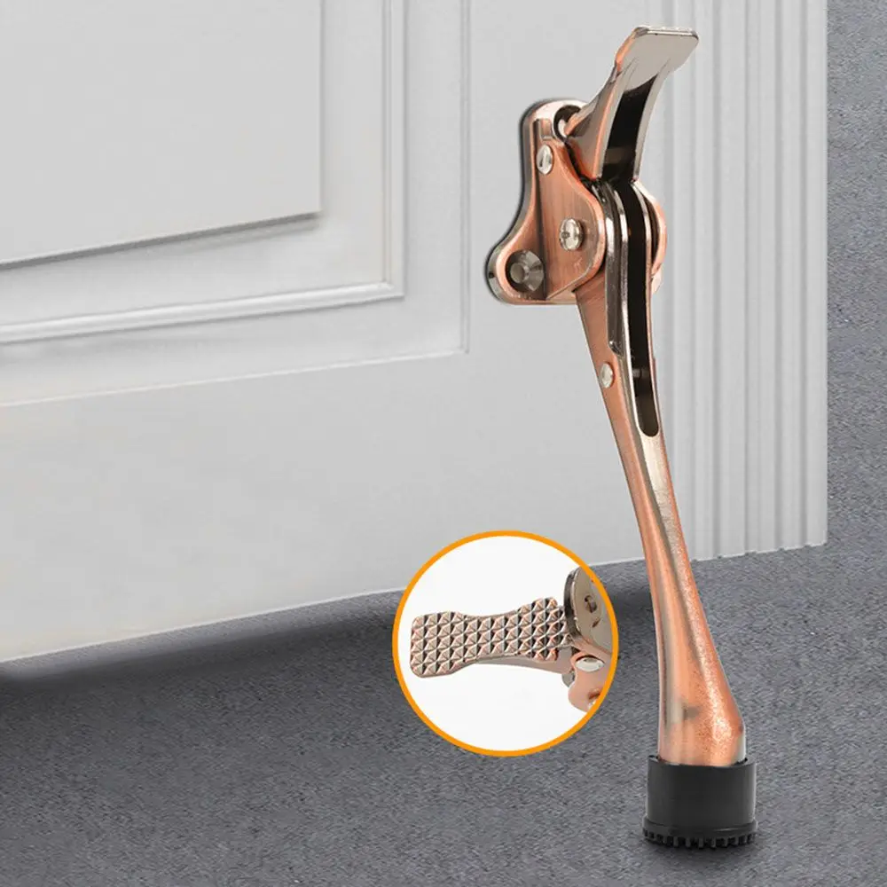 New Zinc Alloy Kick Down Door Stopper Anti Collision Easy Pedal Door Stopper Hardware Wall Protectors Doorstop Door