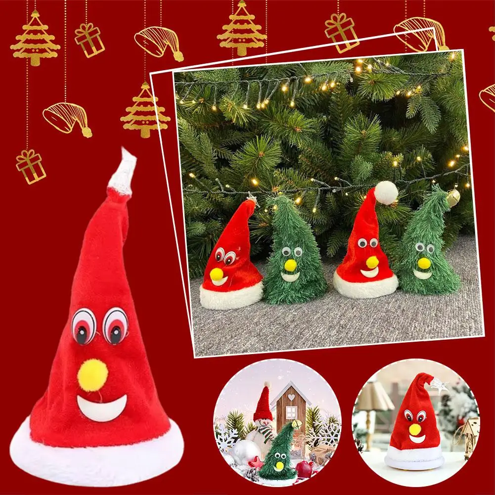 New Electric Christmas Hat Santa Claus Toy 6-inch Swinging Bell Lamp Tree Creative Christmas Swinging Hat Toy For Unisex Gi N8W1