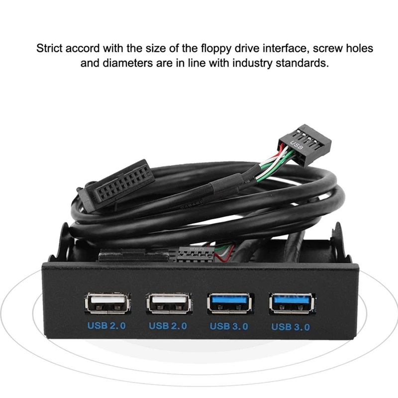 USB Front Panel, High Speed 4 Ports 2 USB 3.0+2 USB 2.0 Hub, 19PIN/9 Pin 3.5 Inch Front Panel Connector