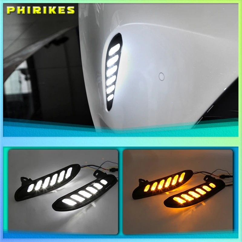 

1Set Car LED Daytime Running Light DRL Flowing Turn Signal White Day Light Fog Lamp For Toyota Harrier K-Cross 2020 2021 2022