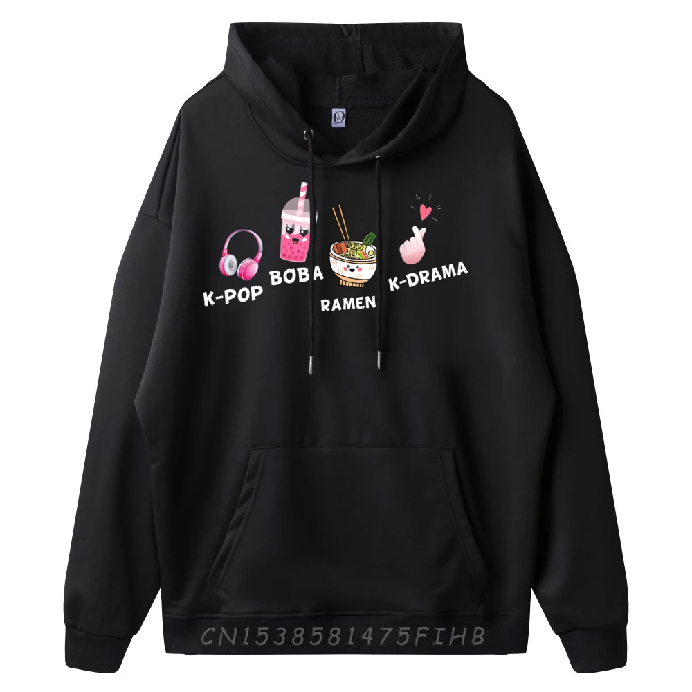 Funny Ramen Boba Bubble Tea K-Drama Kawaii Lover Graphic Tee Polyester Fiber Hoodies Homme Hoodies for Men Memorial Day