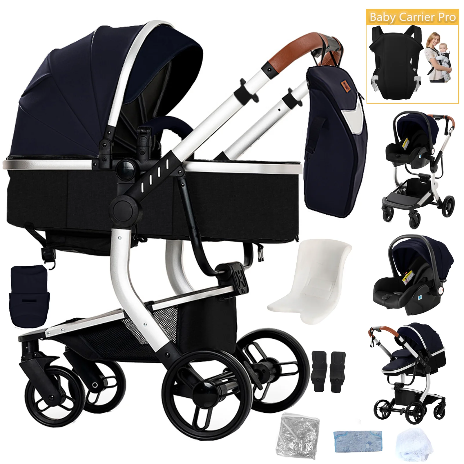 Poussette de bébé de luxe 3 en 1, voiture pour landau, poussette légère pour nouveau-nés, landau, siège auto pour bébé, buggy