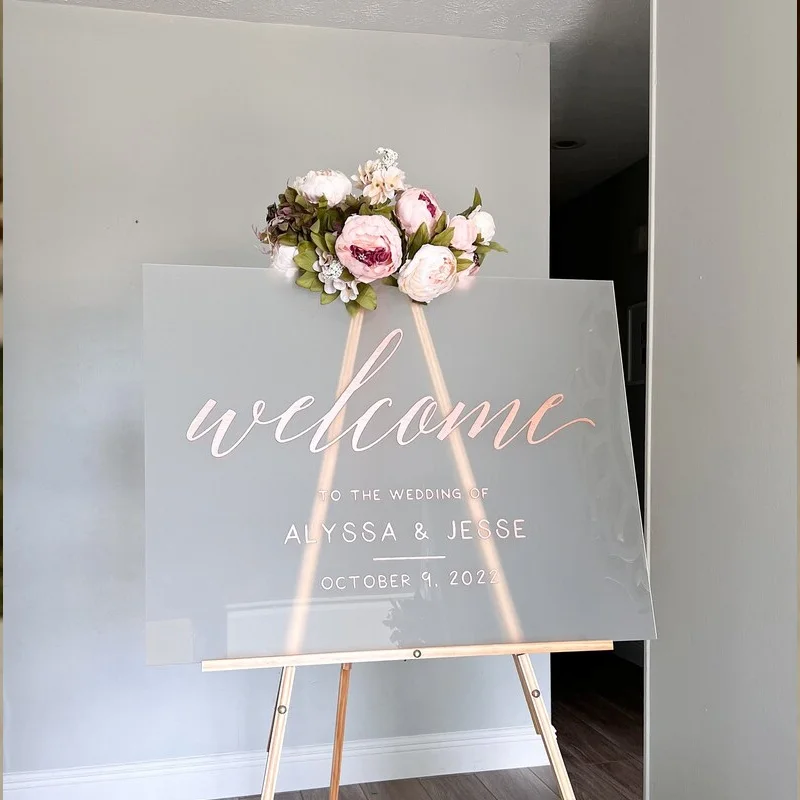 Custom Frosted Acrylic Wedding Welcome Garden Backdrop Sign Wedding Decoration Sign Board Country Wedding accessories