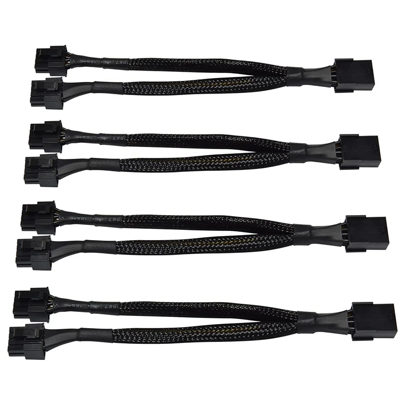 4 Pack GPU VGA Pcie 8 Pin Female To Dual 2X8 Pin (6+2) Male GPU Miner Graphics Card VGA Sleeve Braided Extension Cable