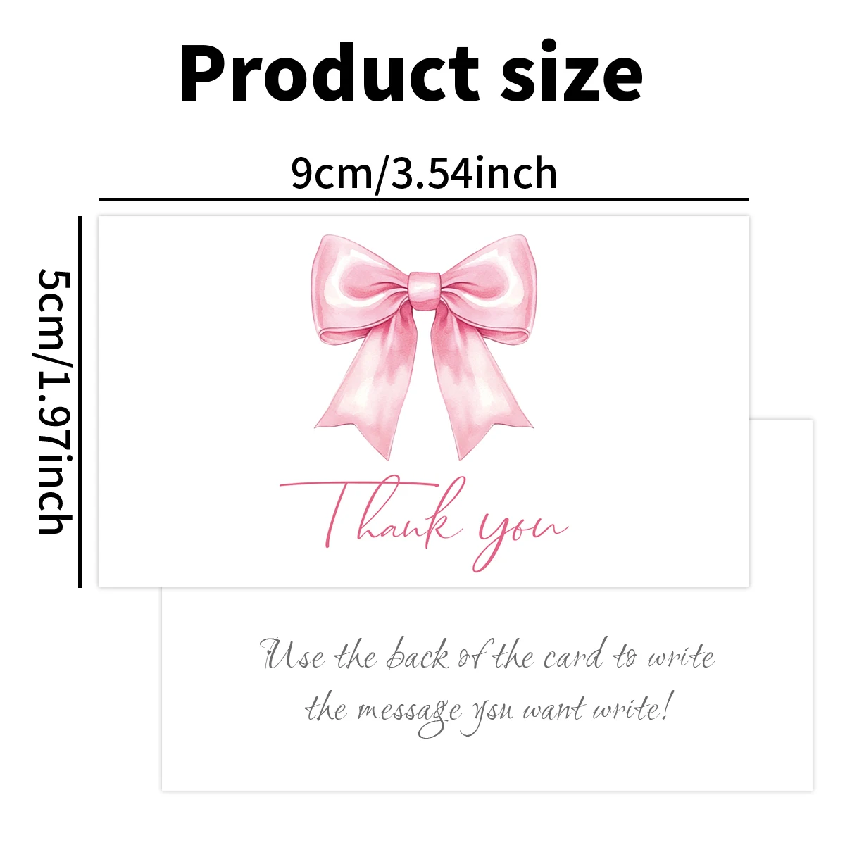 50 Stück Aquarell-Dankeskarten mit rosa-blauer Schleife, Geschenkverpackungskarten für Geschäfts- und Einzelhandelskunden, kleine Karte für leere Notizen auf der Rückseite – Detail 8