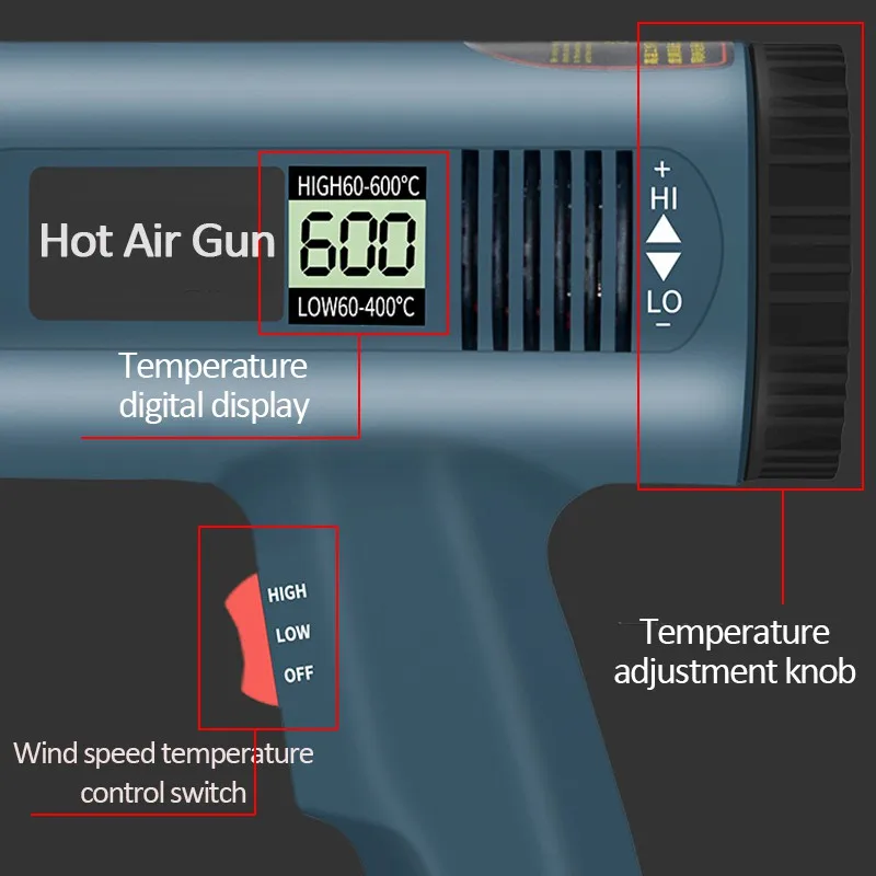 220V Heat Gun 2000W Variable Advanced Electric Hot Air Gun Advanced Hot Air Gun Temperatures Adjustable Electric Heat Gun