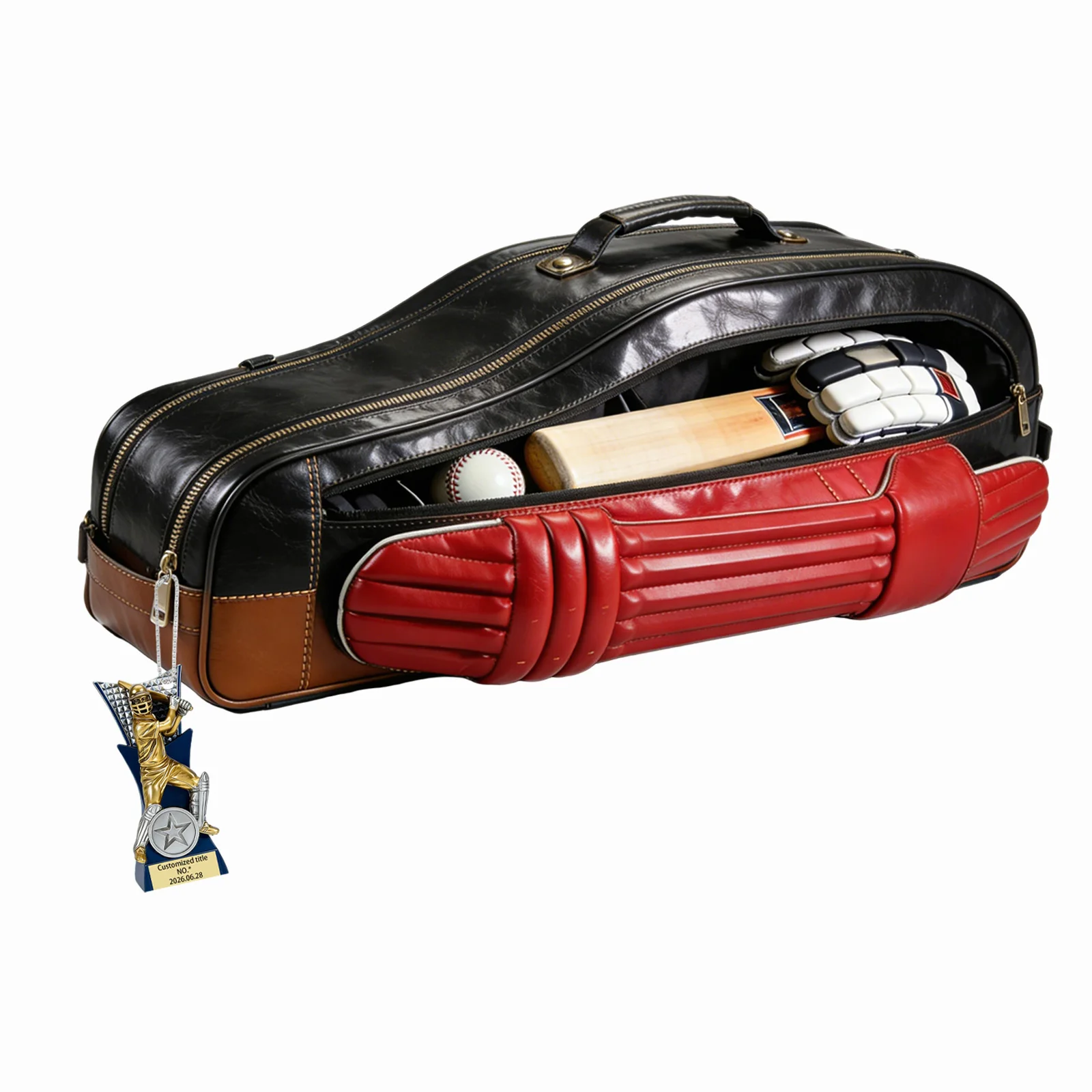 

Customizable Trophy Shaped Acrylic Bag Charms with A Golden Cricket Batsman Personalized Keychain Diy Purse Charms Making