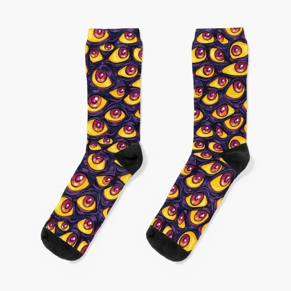 Wall of Eyes in Dark Purple Socks gifts snow luxe Stockings Socks Woman Men's