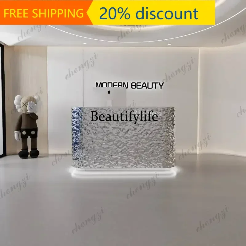 132 Restaurant Silver Reception Desks Hotels Bkack Classic Luxury Reception Desk Clothing Long Bancone Per Negozio Office Furnit