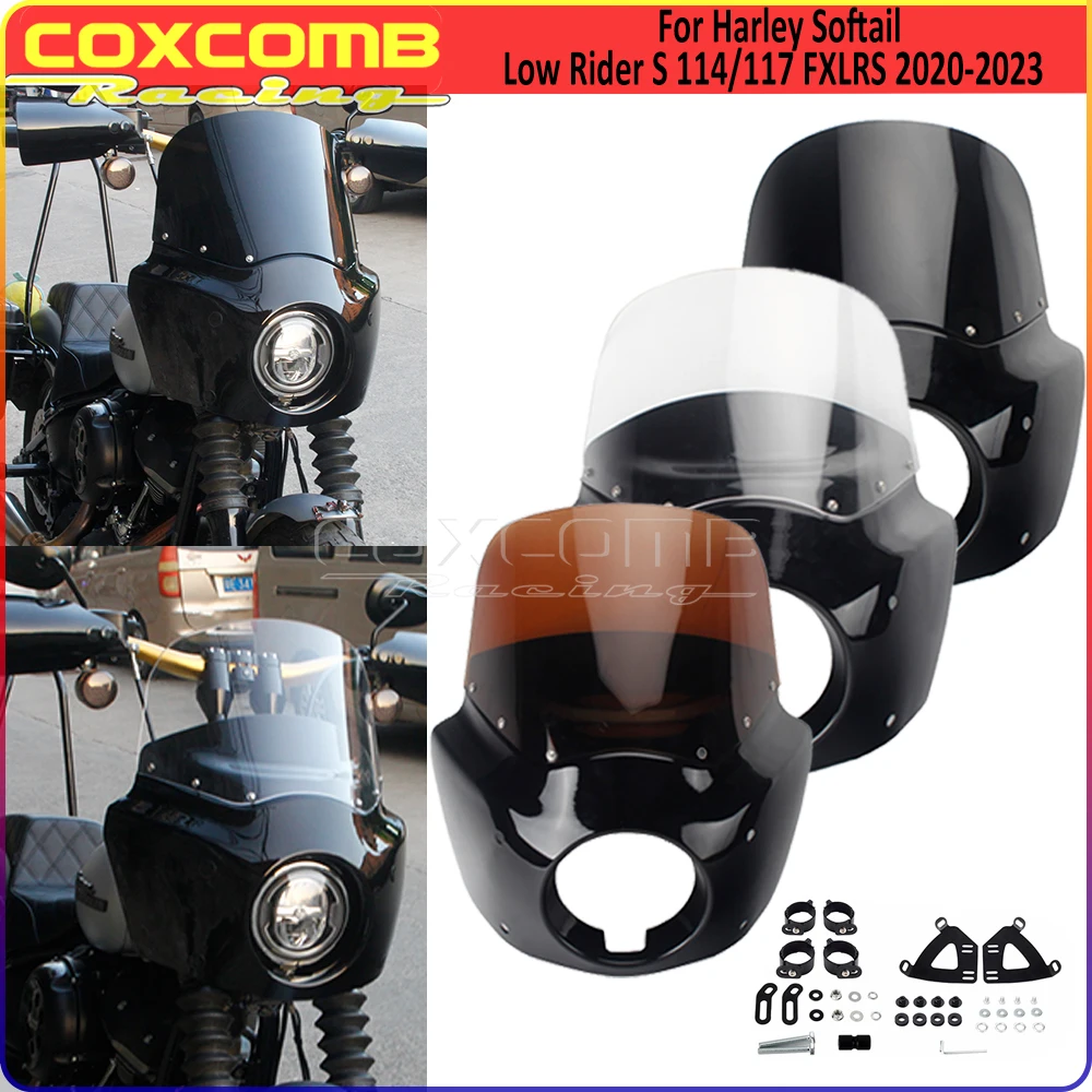 Motorcycle Gloss/Matte Black Headlight Front Fairing Headlight Extension Blocks For Harley Softail Low Rider S 114 FXLRS 2020-21