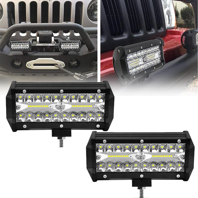 7inch 120w LED work light bar Flood Spot car Driving lights for Off Road truck 4WD 4x4 UAZ motorcycle ramp12V 24 Vauto fog lamp