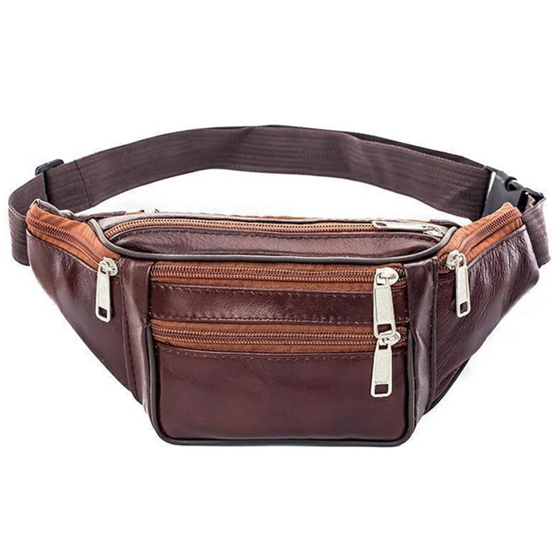 

Leather Men Waist Chest Bag Thin Outdoor Sports Pauch Male Small Running Fanny Pack Crossbody Chest Money Belt Bags